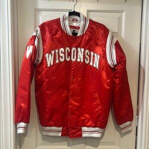 STARTER Red and White Wisconsin Varsity Jacket
